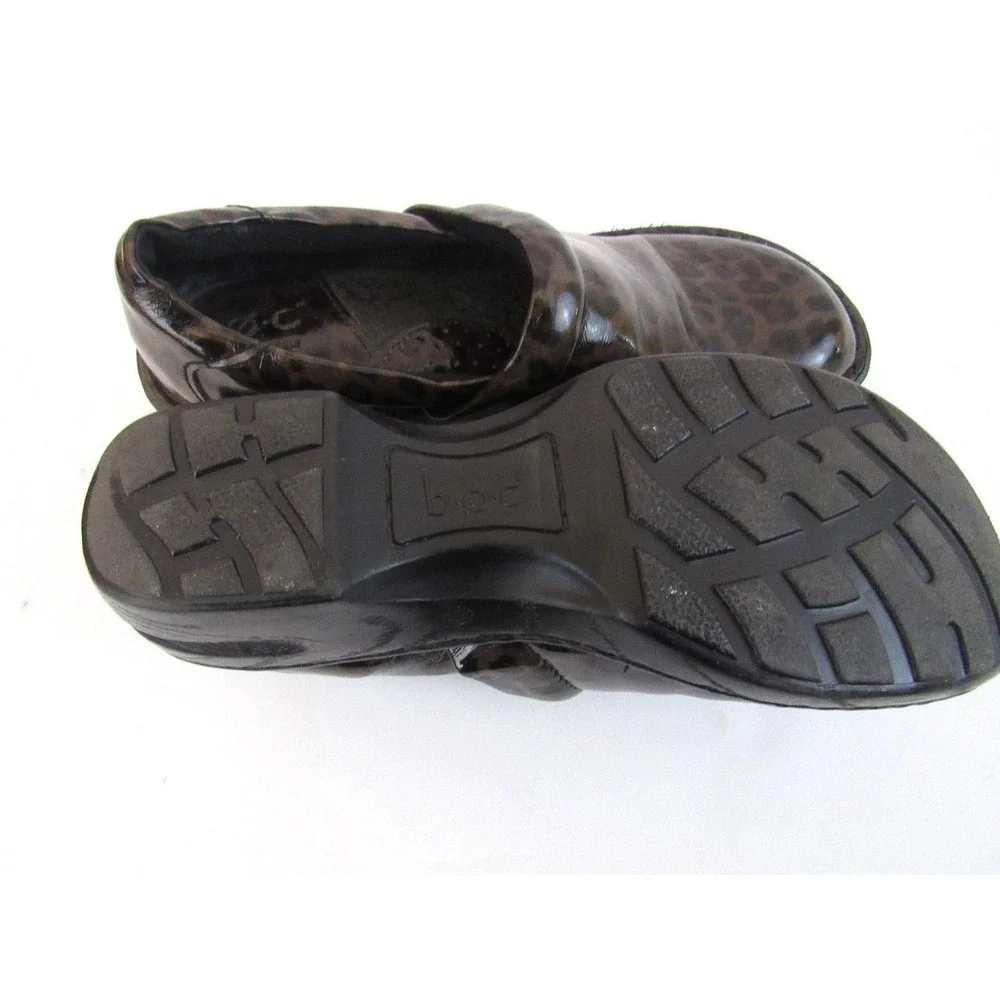 B.O.C. By Born Animal Print‎ Patent Leather Print Work Clogs Size 7.5